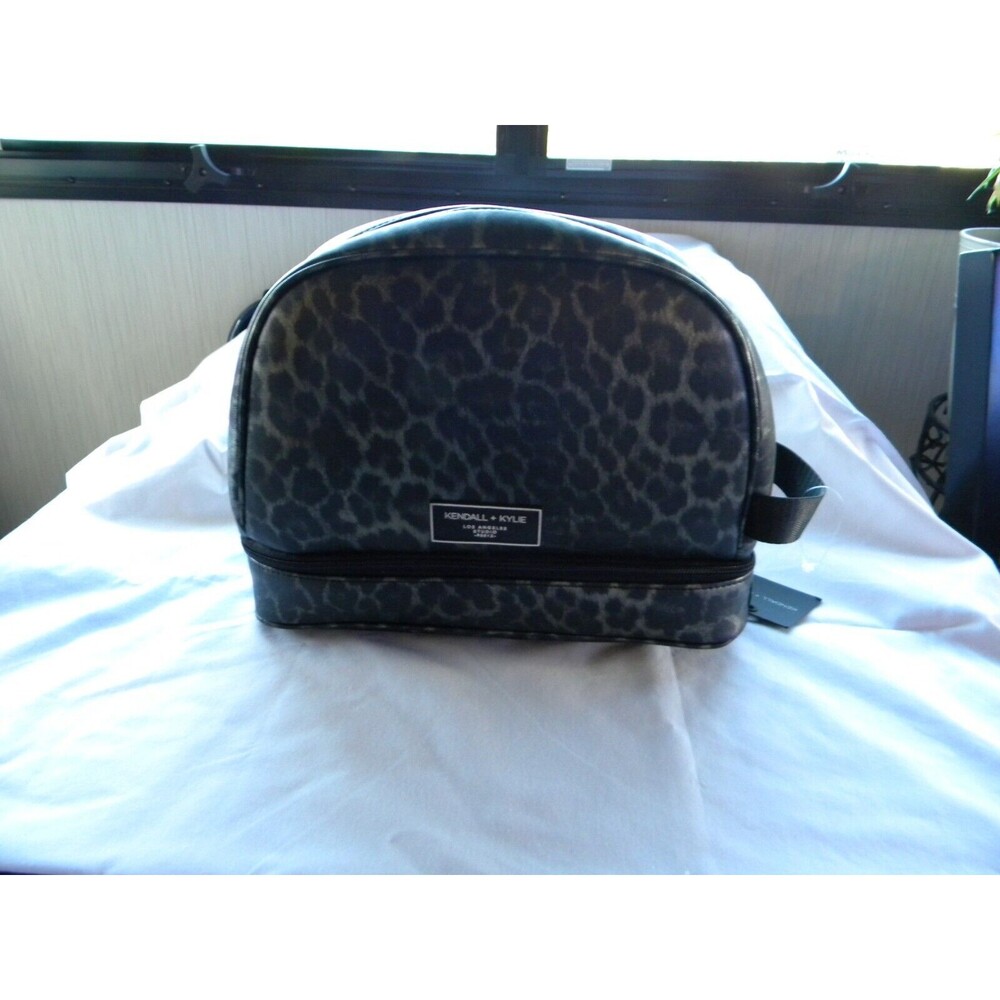 Kendall & Kylie Double Zip Metallic Leopord Cosmetic Case